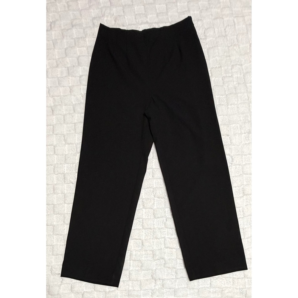 Worthington Stretch Black Dress Pants Side Zip Straight Leg Trousers Womens 12